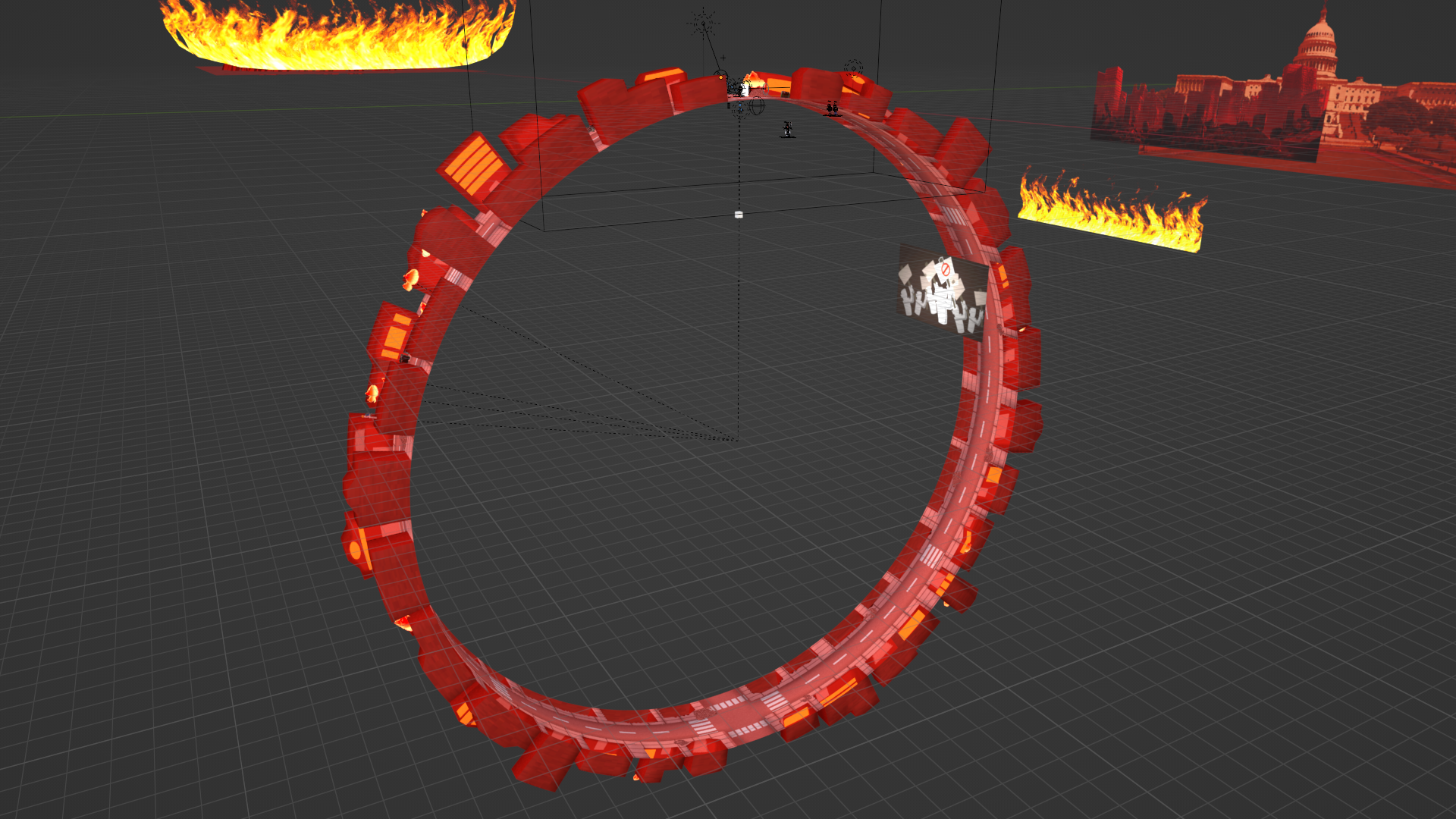 Demonstration of looping street used to mimic movement